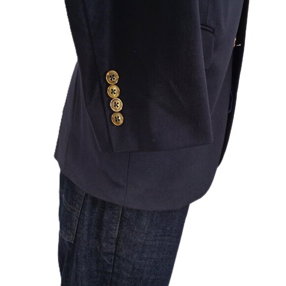 Tom James 100% Wool Midnight Blue Blazer 38R Gold Color Button - Picture 8 of 14